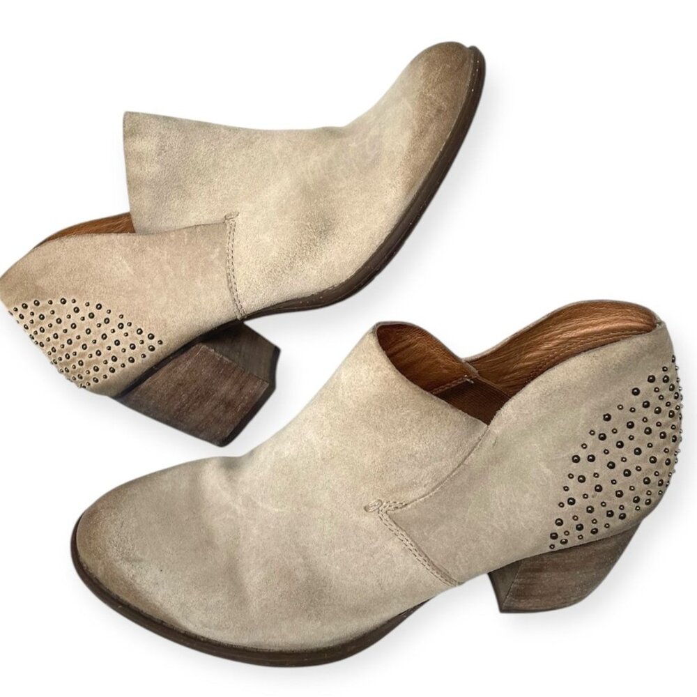 Naya Valerie Boho Taupe Studded Suede Ankle Booties